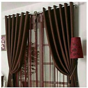 2 in 1 7.5ft By 7.5ft High Quality Curtain-Brown With Rings